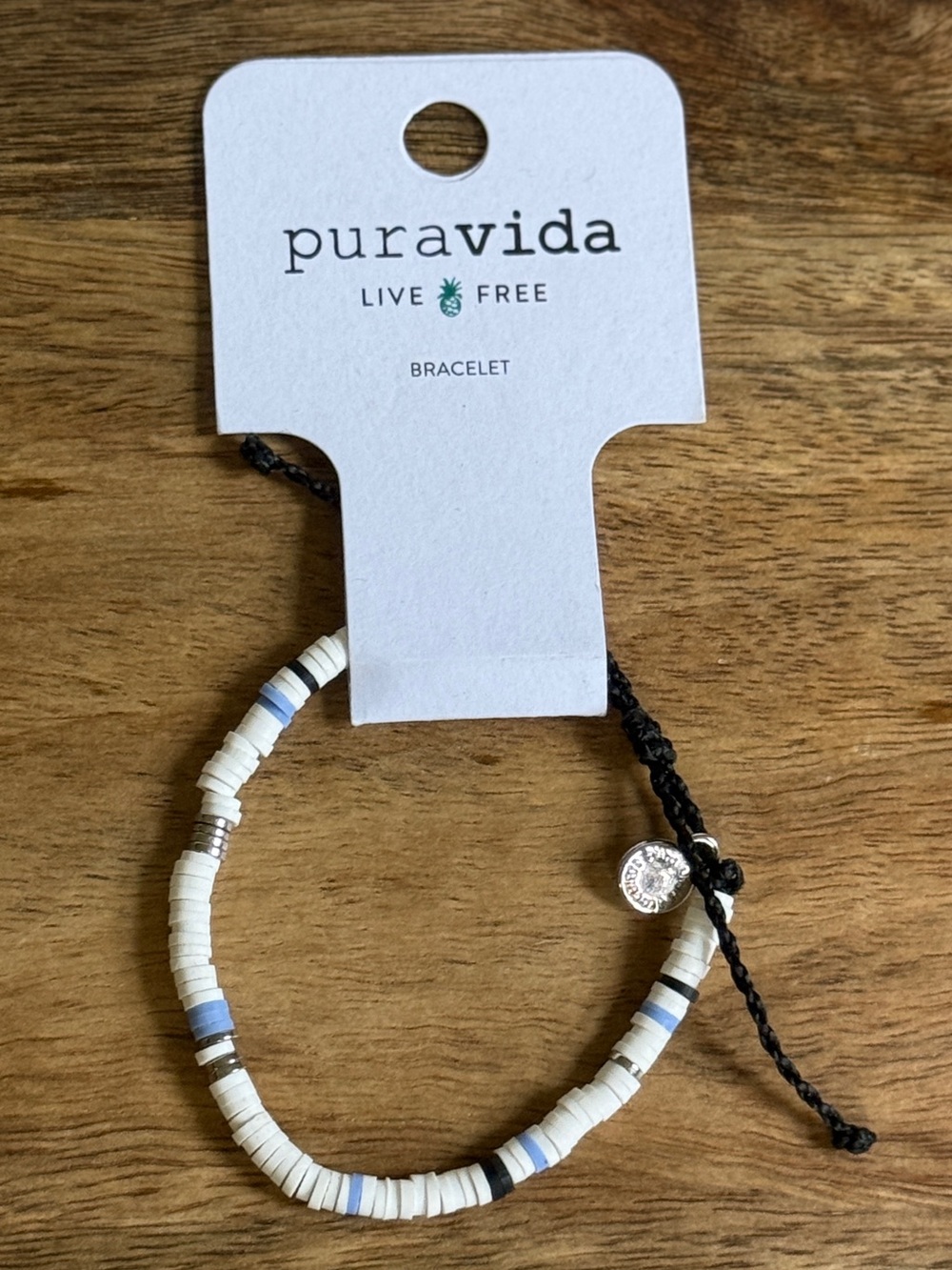 Pura Vida Pierpont Heishi Beaded Bracelet with Silver Tone Accents NWT